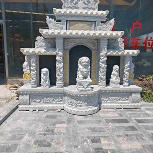 张掖芝麻白中国黑石材套墓 花岗岩墓碑