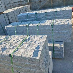 张掖芝麻白自然面整石 坐凳