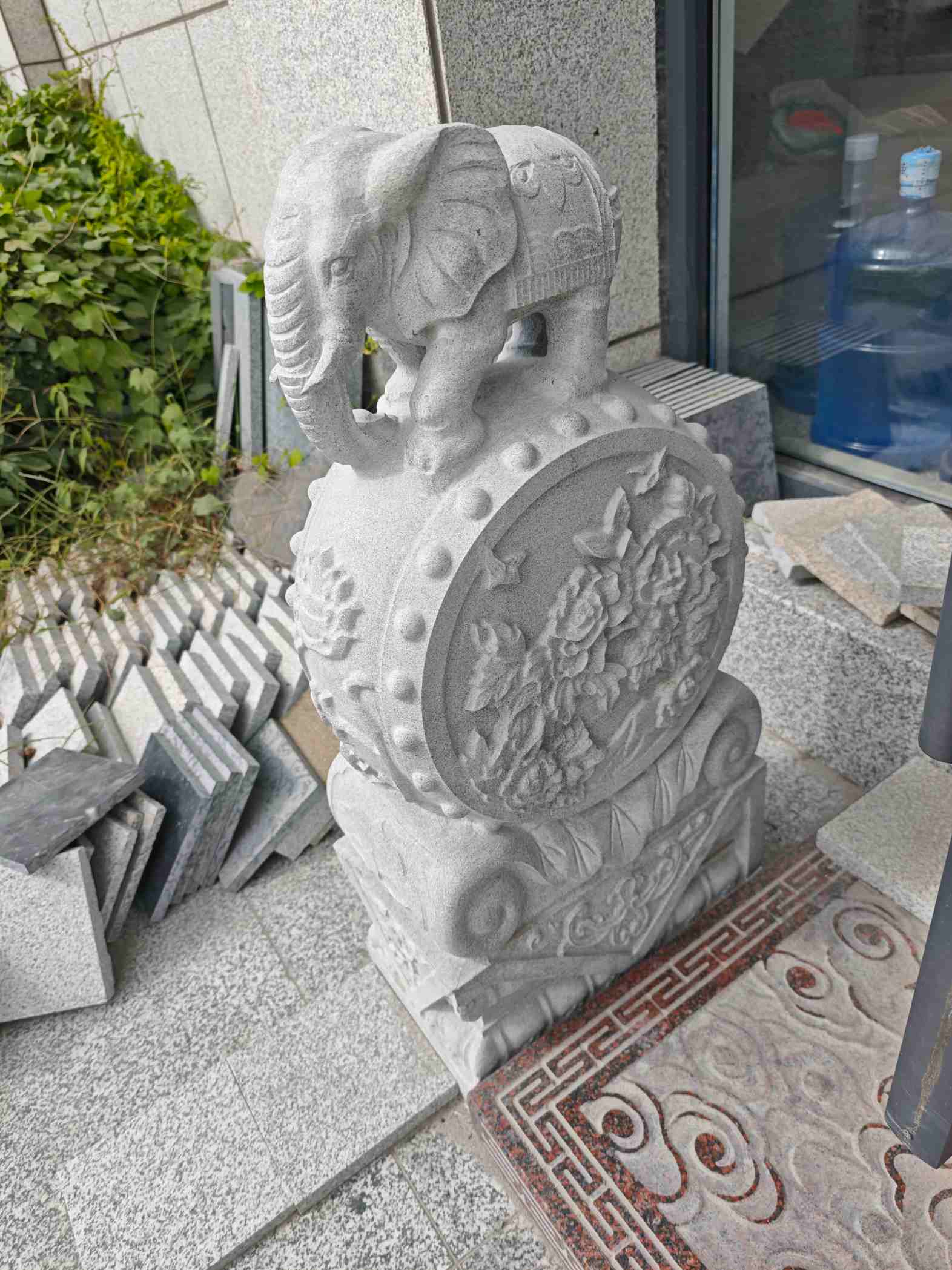 张掖芝麻白抱鼓石 庭院抱鼓石